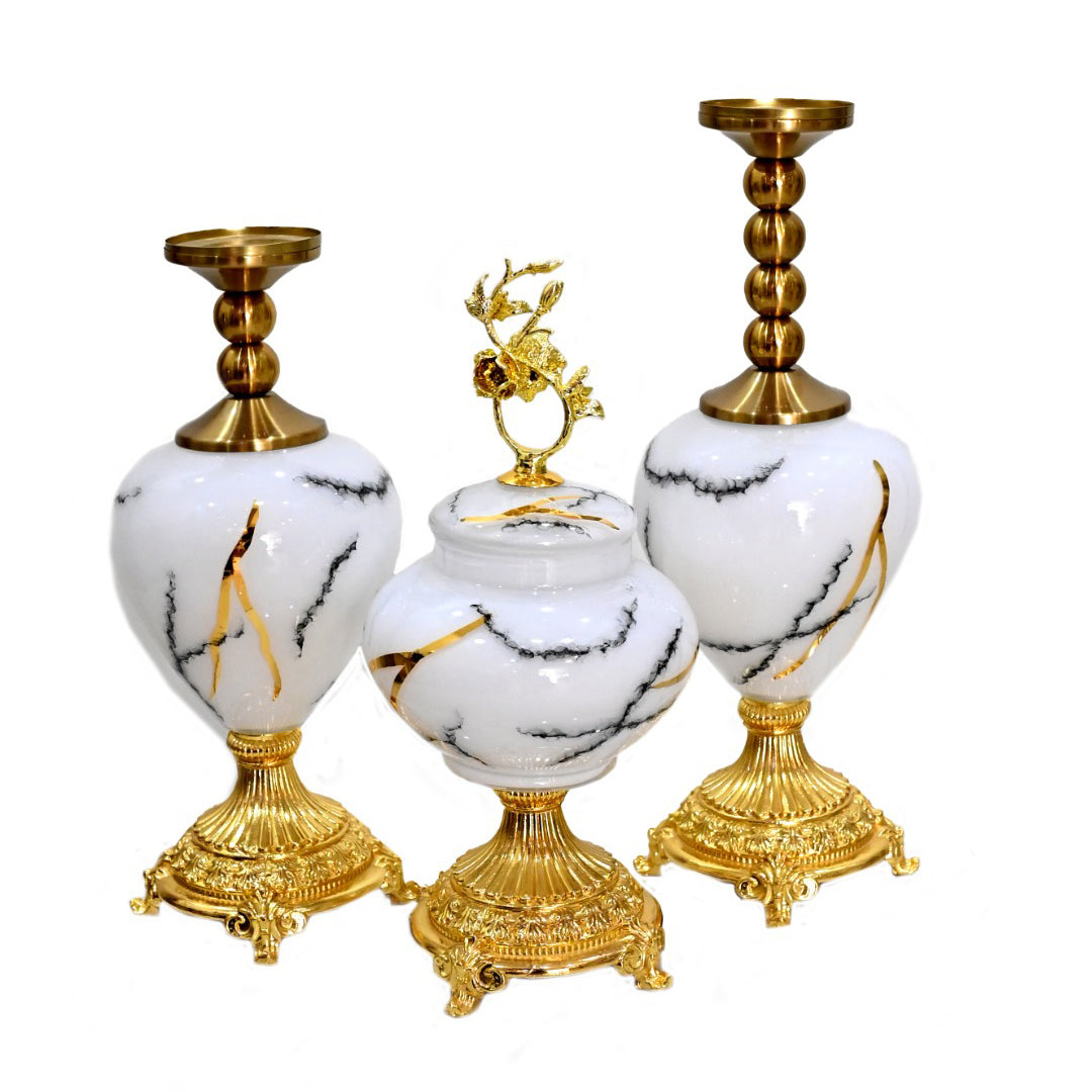 The Imperial White & Gold Candelabra Set