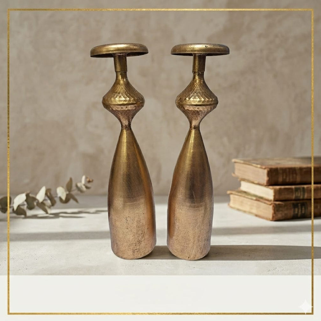 Antique Brass Twin Urn Candle Holder