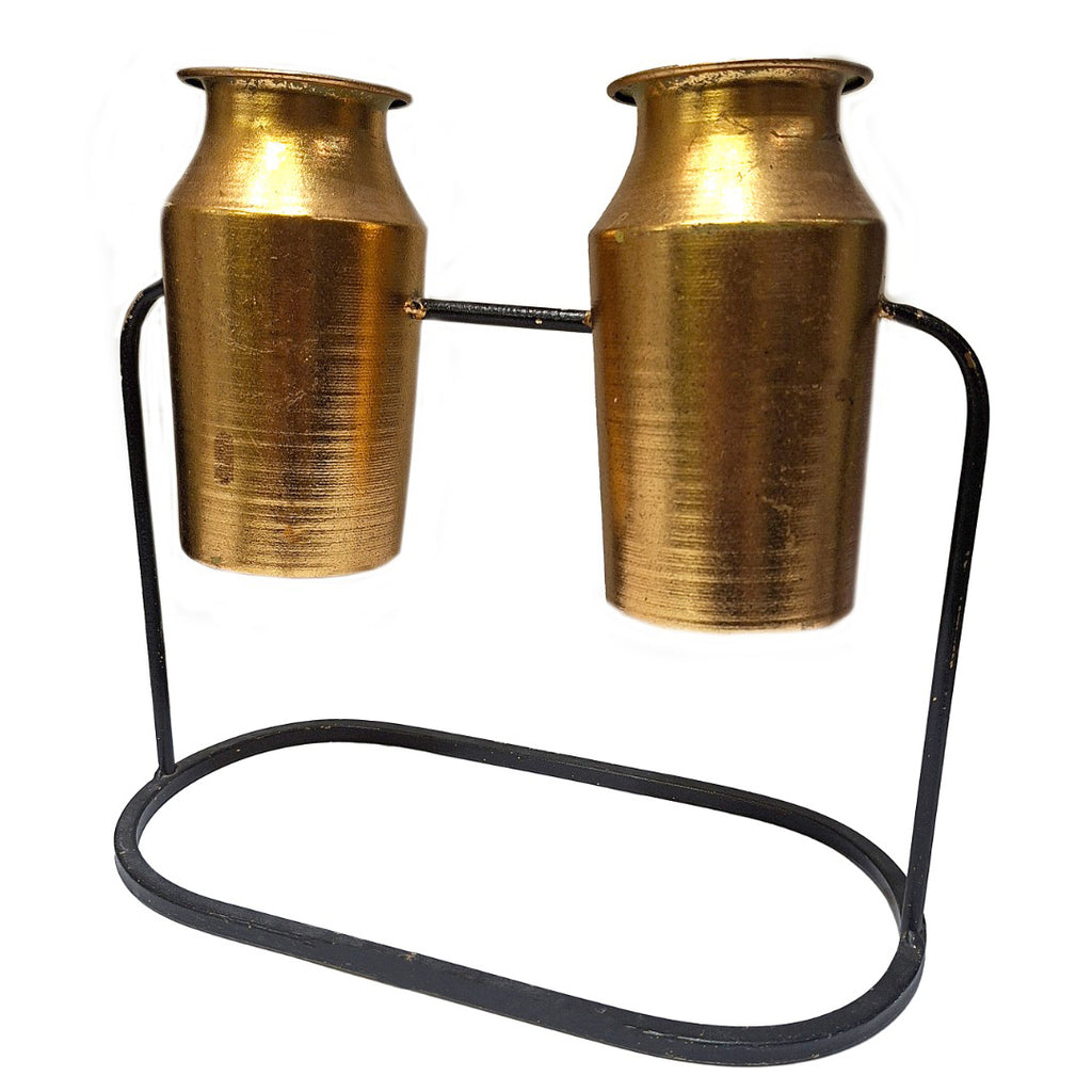 Antique Brass Twin Urn Candle Holder