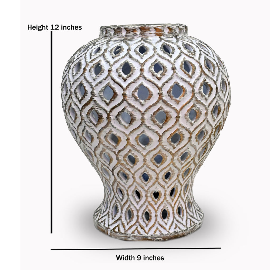 Aura Lattice Carved Urn