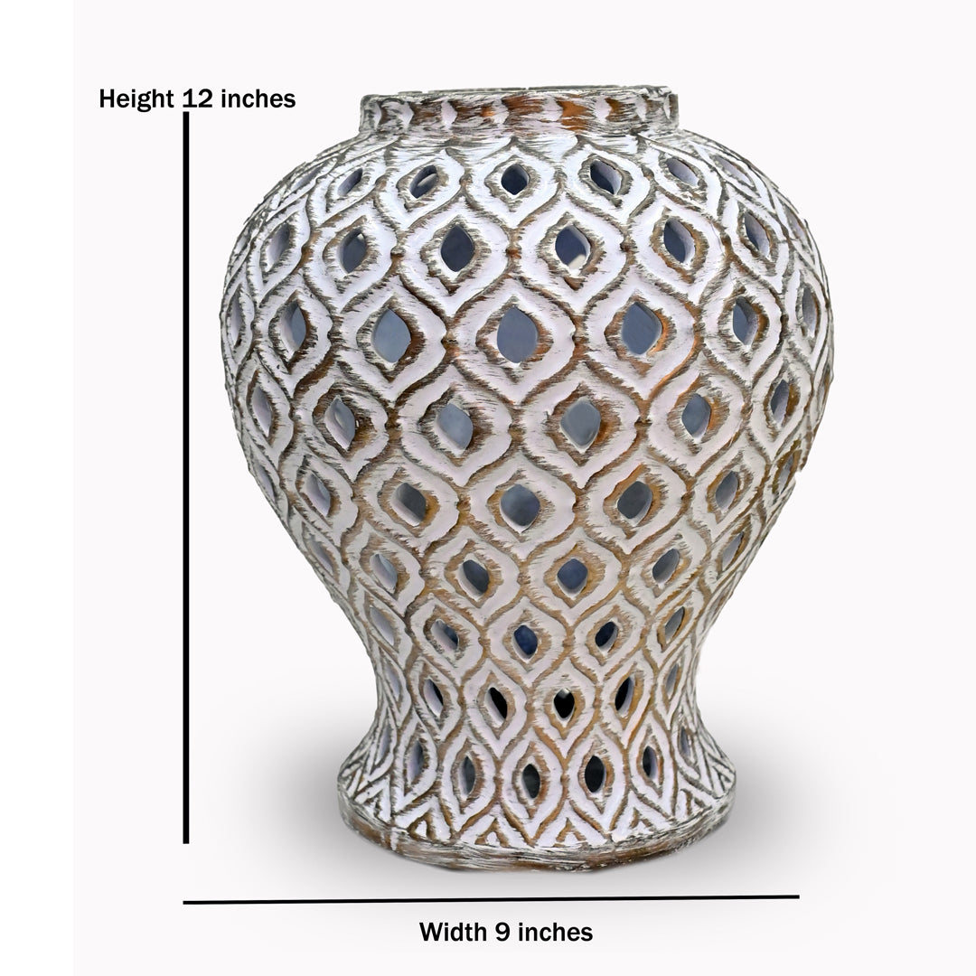 Aura Lattice Carved Urn