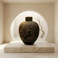 Gilded Botanical Terracotta Temple Jar