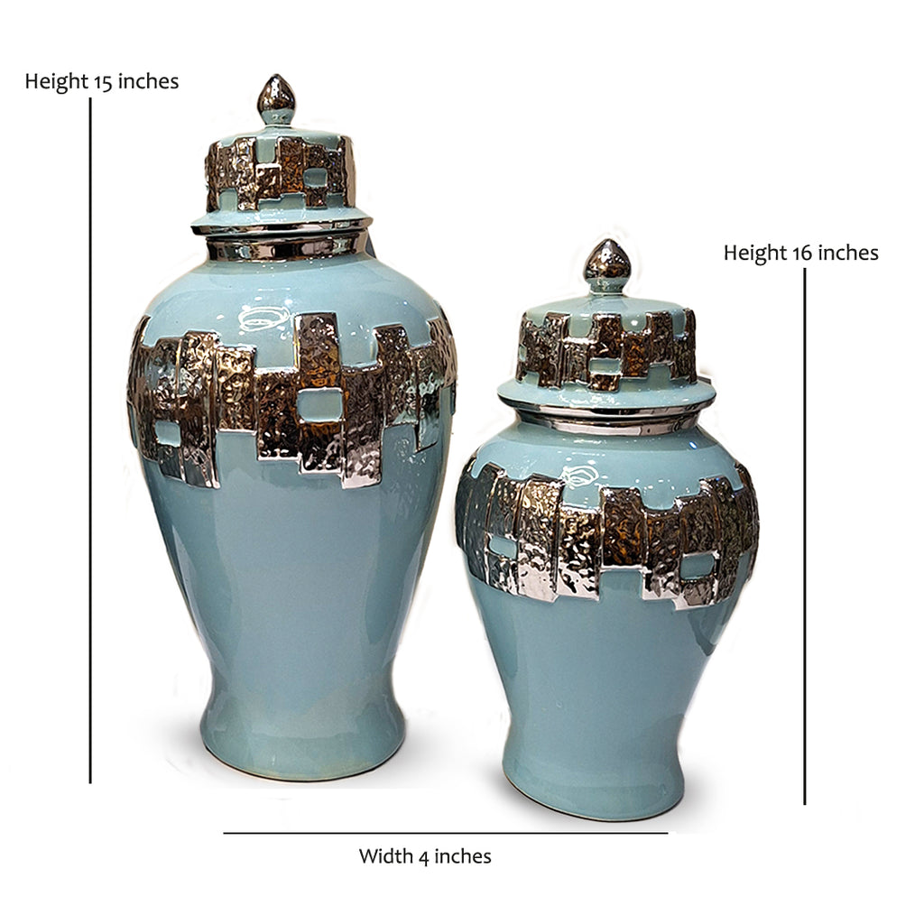 Ice Blue Textured Metallic Imperial Candy Jars