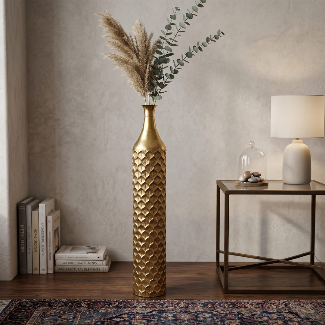 Alba Honeycomb Metallic Statement Vase