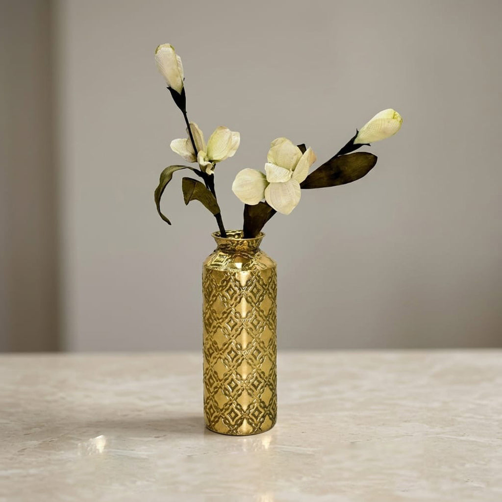 Sorrento Embossed Filigree Gold Vase