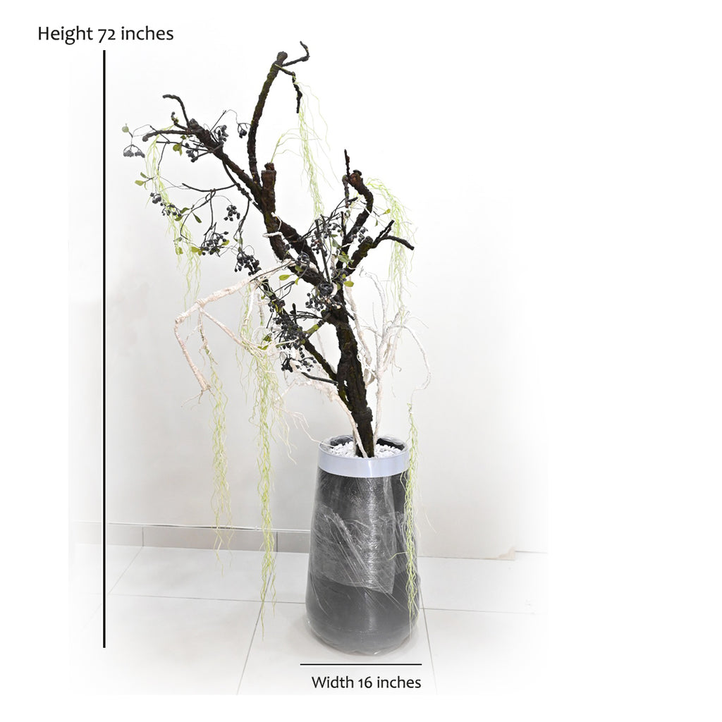 Zora Tiered Matte Black Planter & Floral Arrangement
