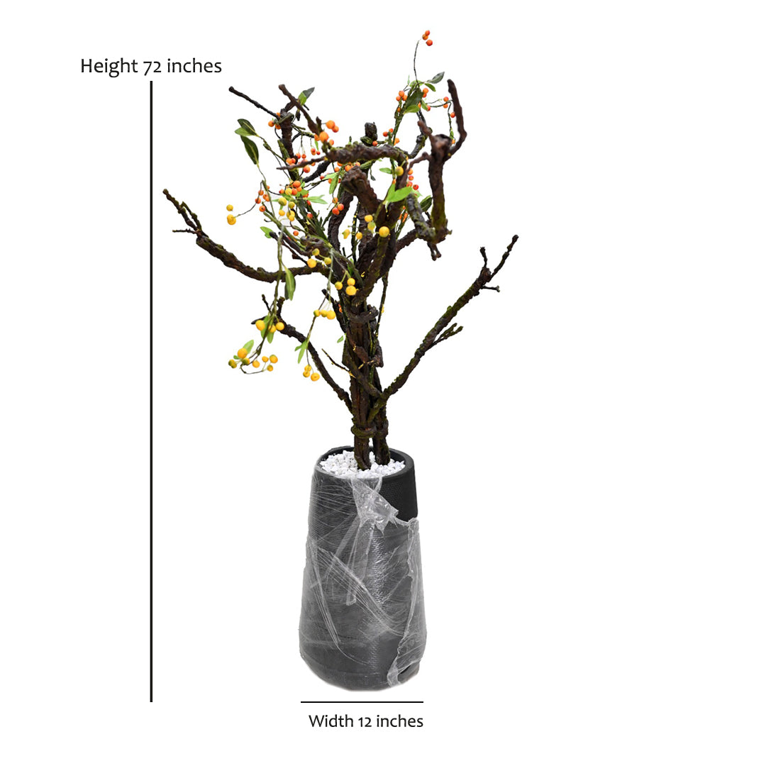 Kyoto Ribbed Tapered Vase with Faux Bittersweet Branches
