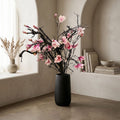 Lotus Textured Charcoal Floor Vase & Faux Magnolia Bundle