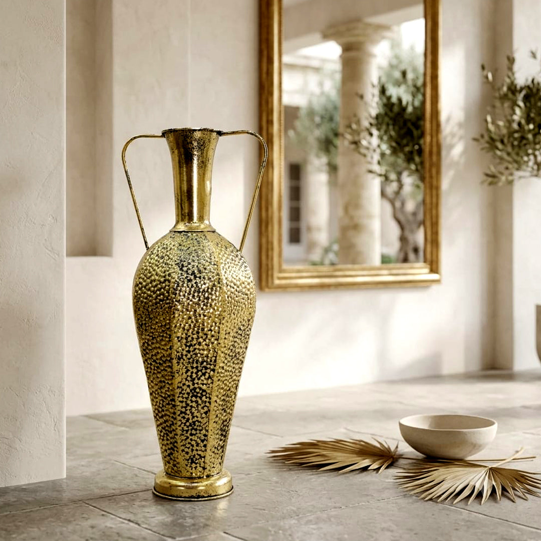 The Valencia Textured Brass Floor Amphora
