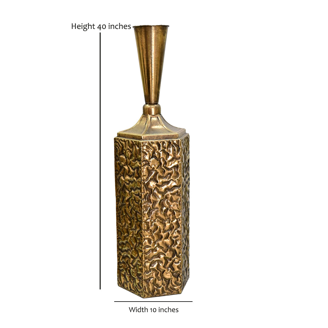 The Milan Hexagonal Textured Brass Floor Vase – 40"