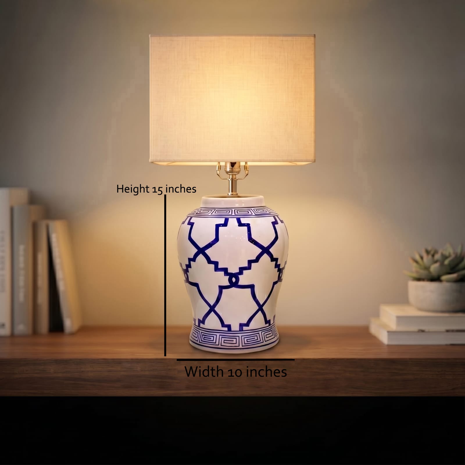 The Cobalt Lattice Ginger Jar Lamp