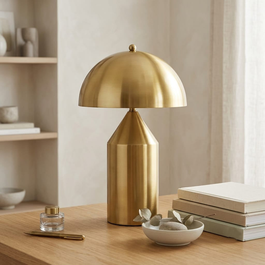 The Aurelia Brass Geometric Desk Lamp