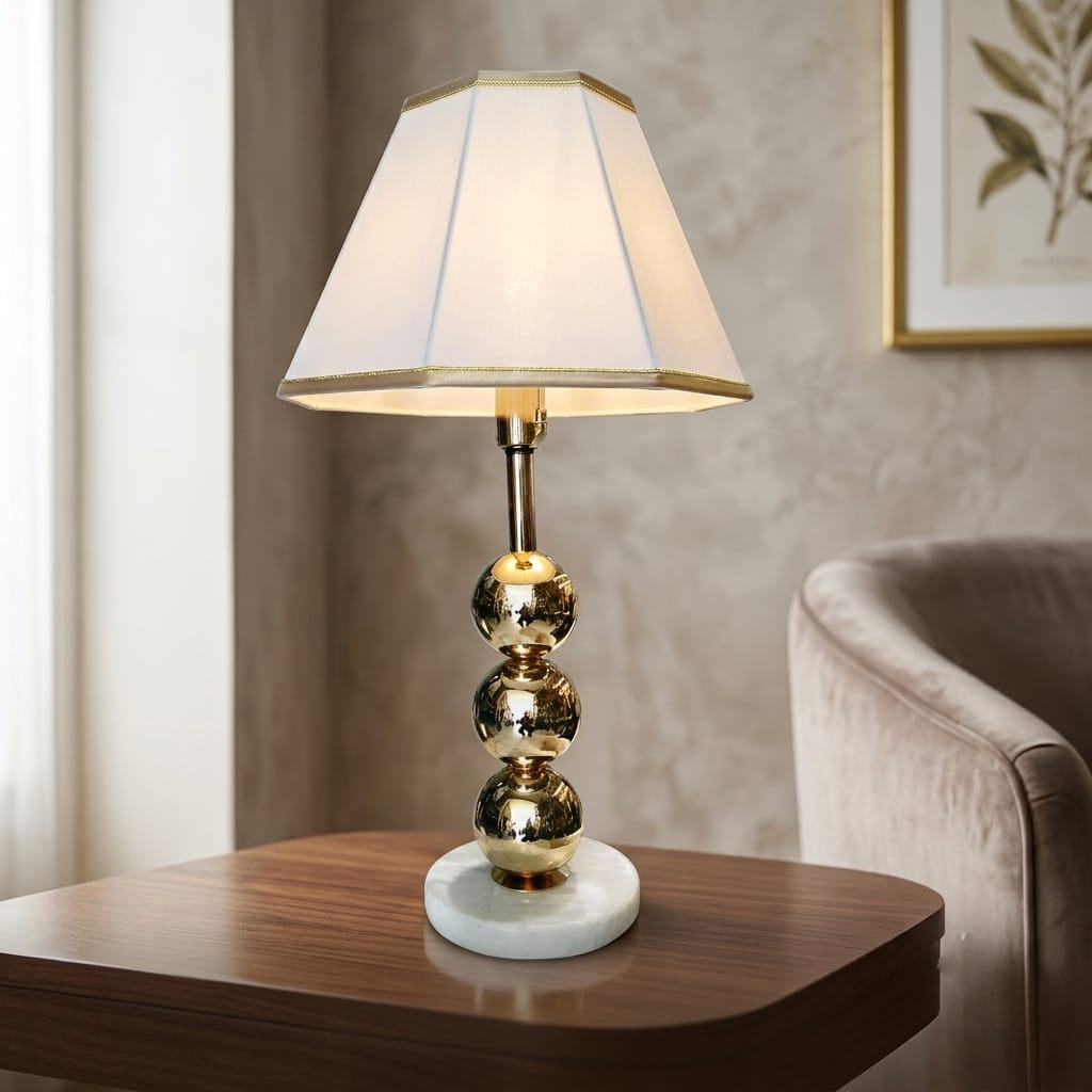 Art Deco Spherical Brass Table Lamp