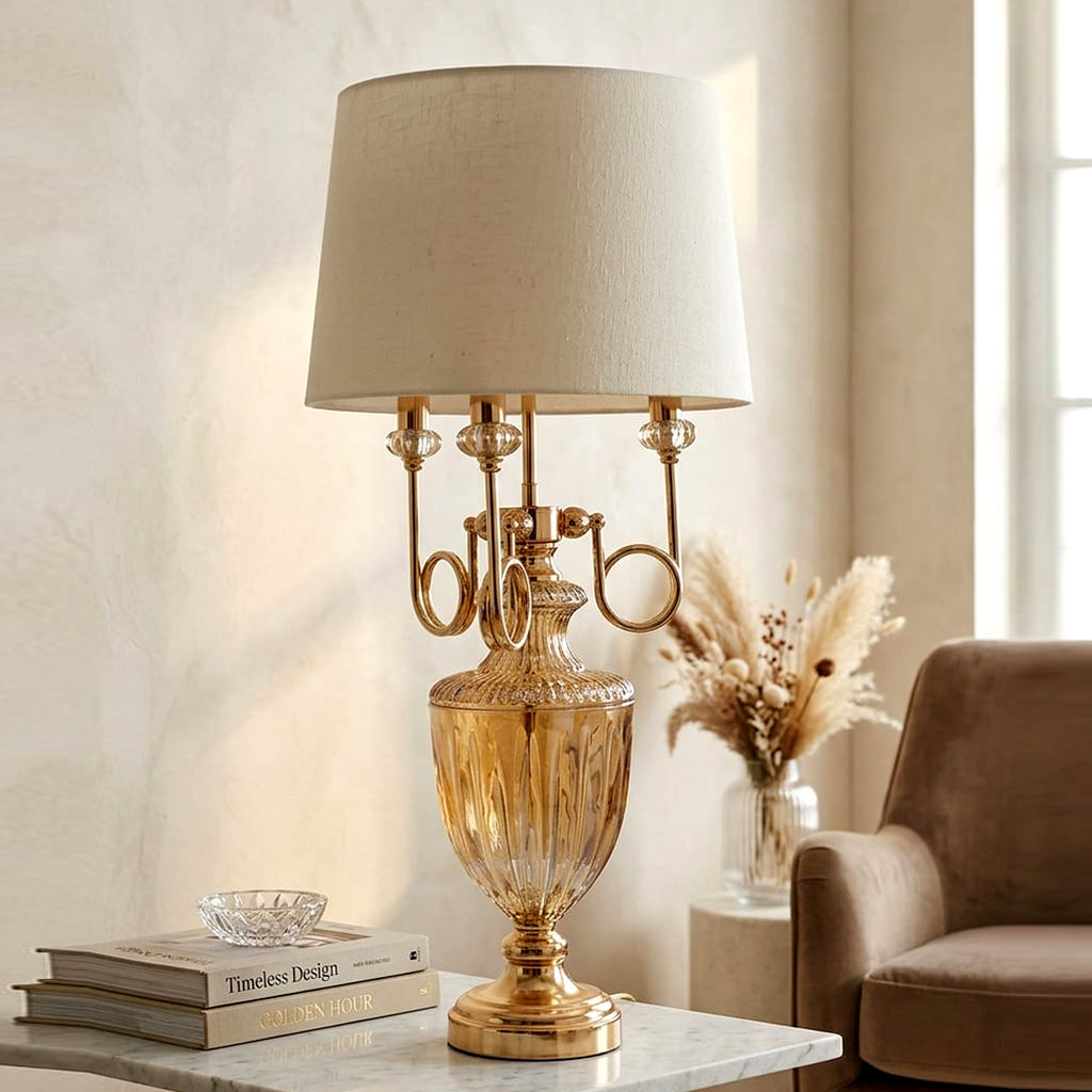 Versailles Amber Glass Candelabra Lamp