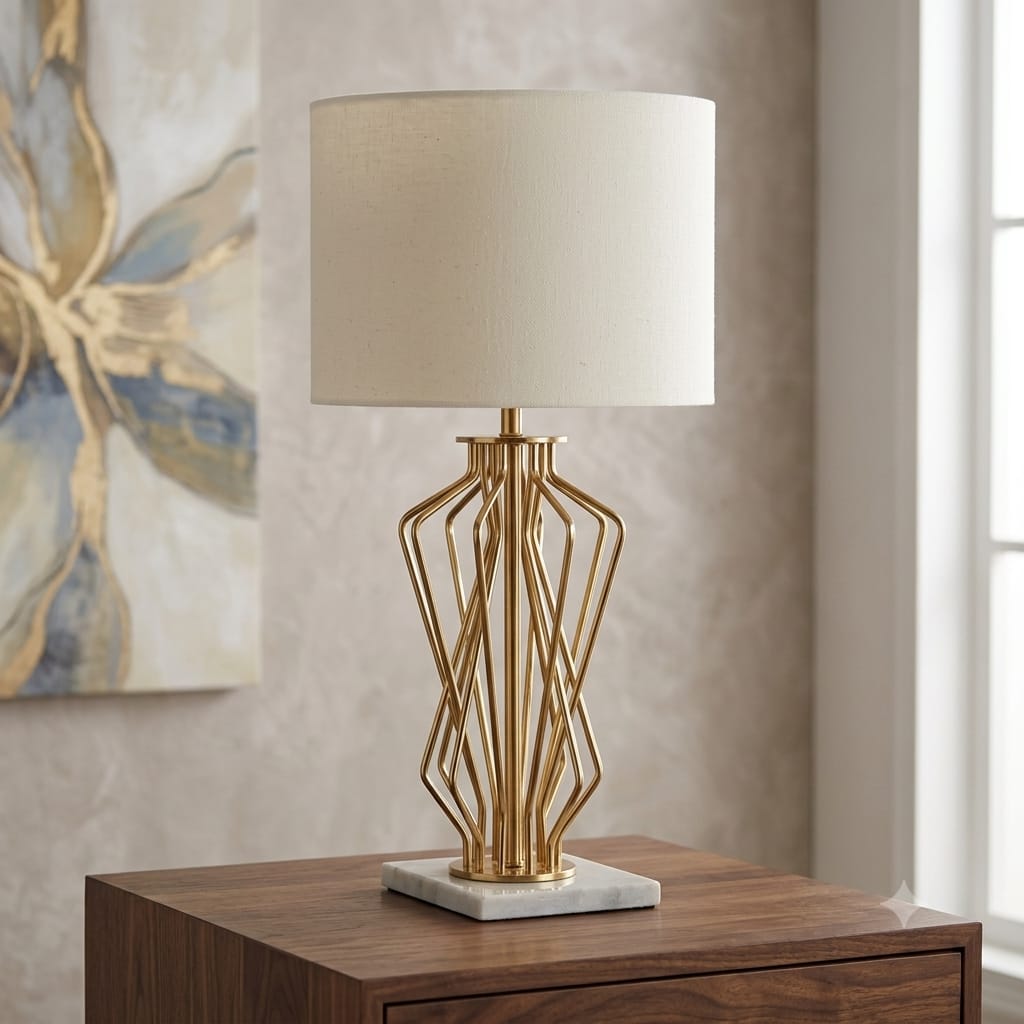 Aura Cage Gold Metal Art Deco Accent Lamp