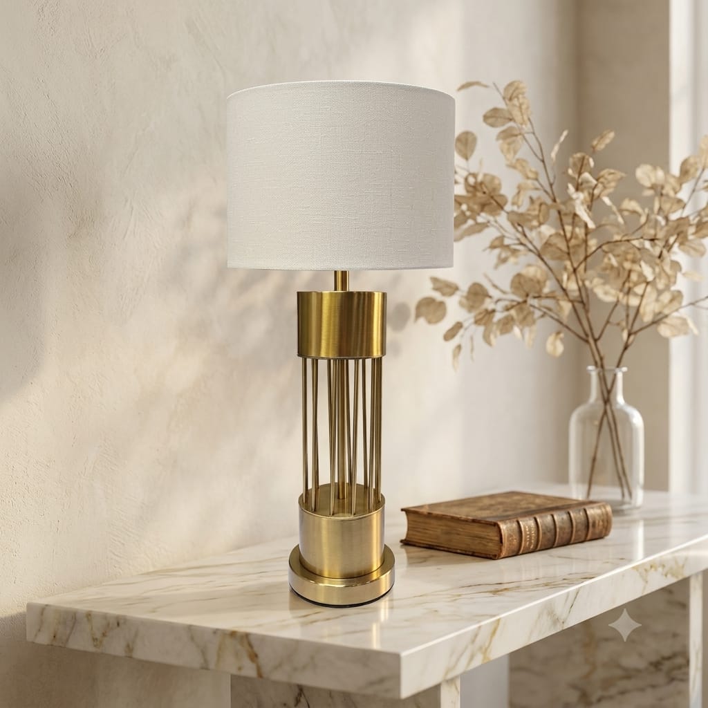 Linear Brass Column Table Lamp