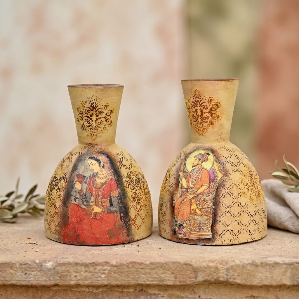 The Heritage Mughal Fresco Vases (Set of 2)