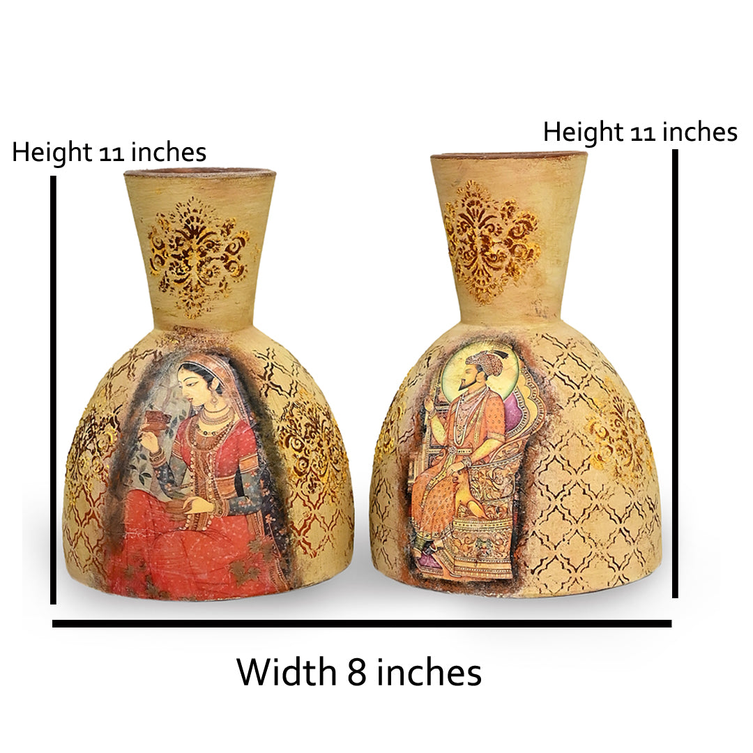 The Heritage Mughal Fresco Vases (Set of 2)