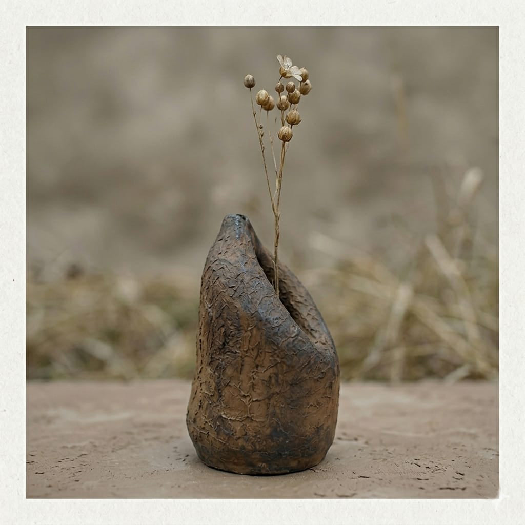 Artisanal Raw Earth Cave Vase
