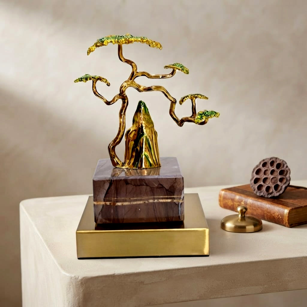 The Zen Mountain & Golden Bonsai Sculpture