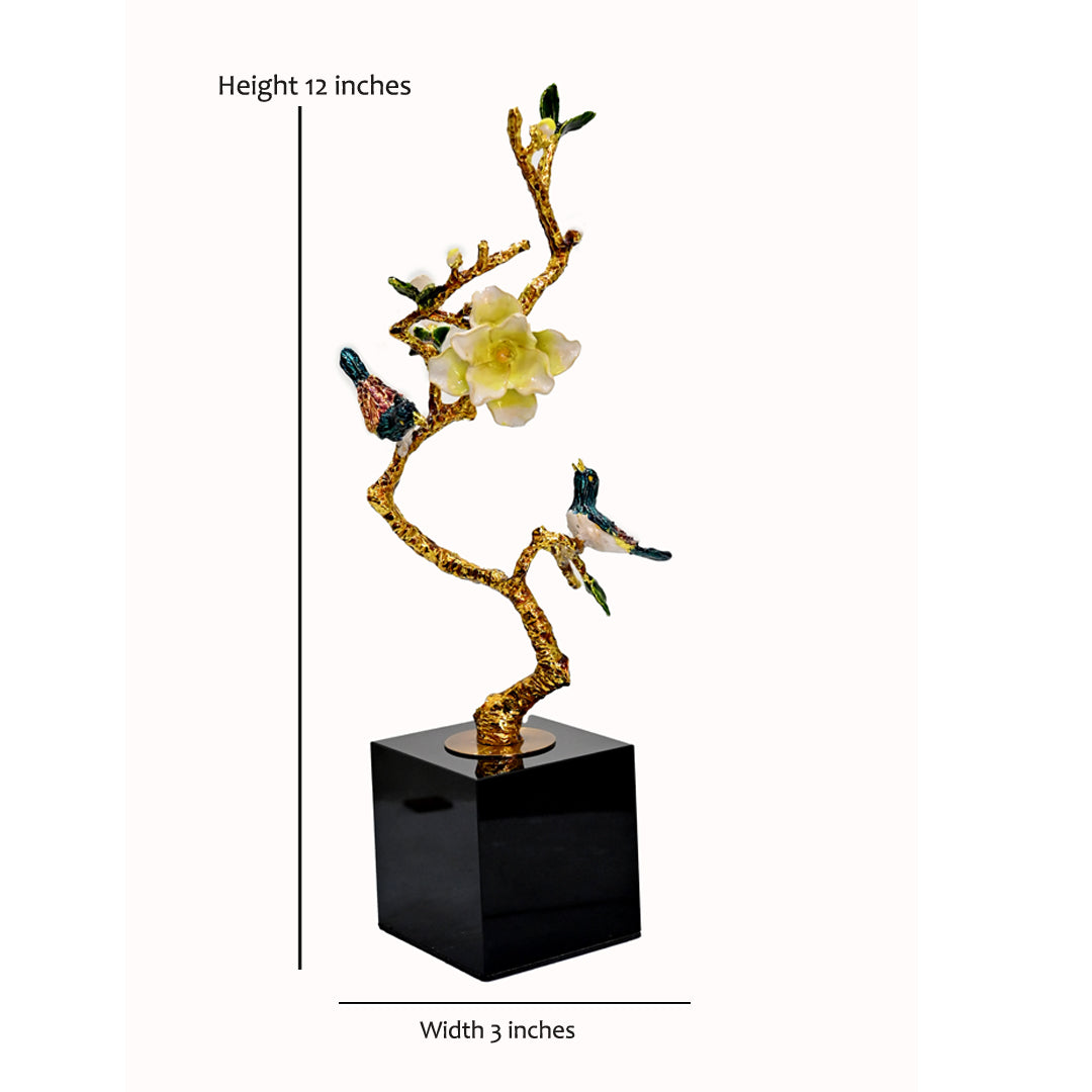 Golden Songbird & Blossom Sculpture
