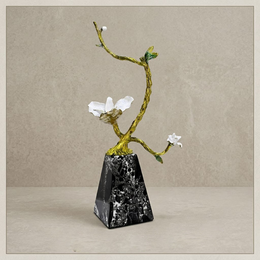 Gilded Floral Marble Obelisk