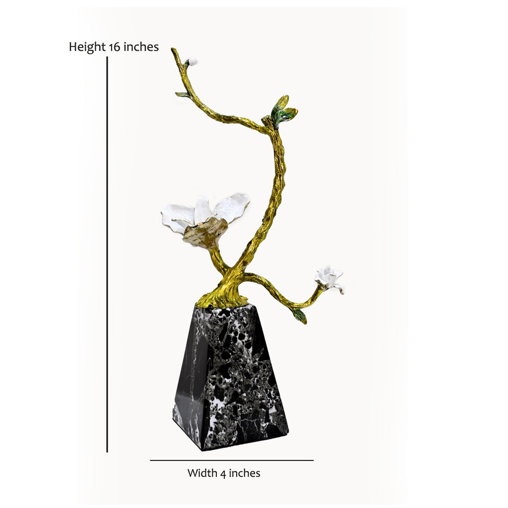 Gilded Floral Marble Obelisk